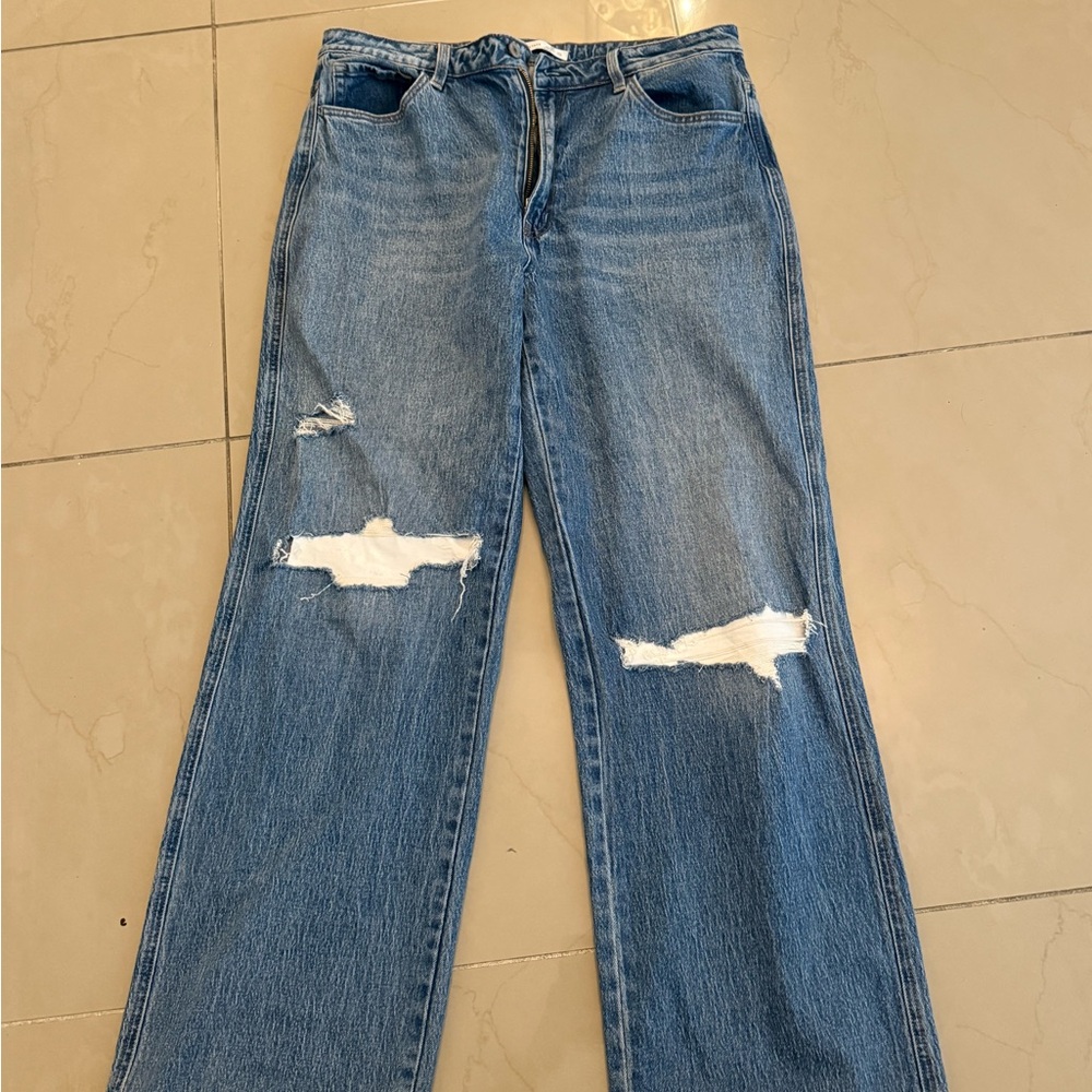 Altar'd State Blue Distressed straight leg baggy Jeans